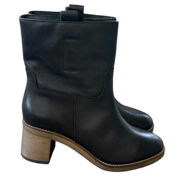 Free People Tabby Ankle Boot Women's 39.5/9.5 Black Pull-On Leather Black NEW - Picture 2 of 7